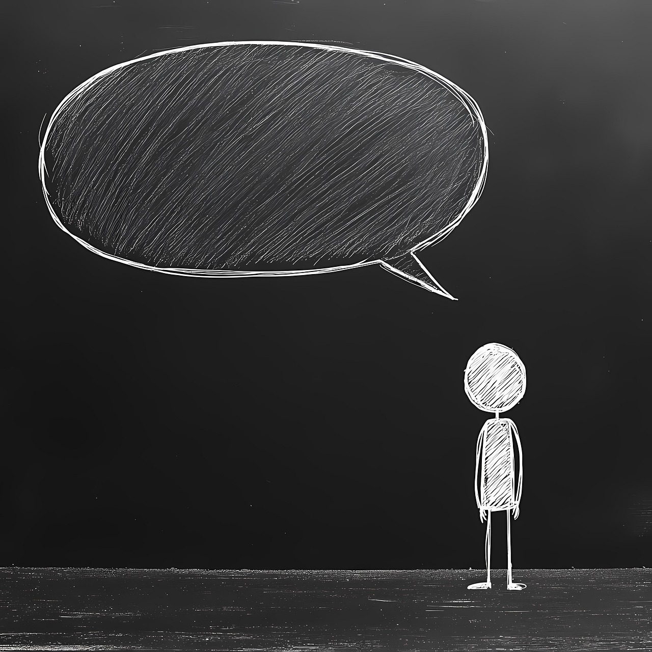 Taleboble med ét stort ord